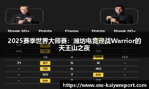 2025赛季世界大师赛：潍坊电竞迎战Warrior的天王山之夜